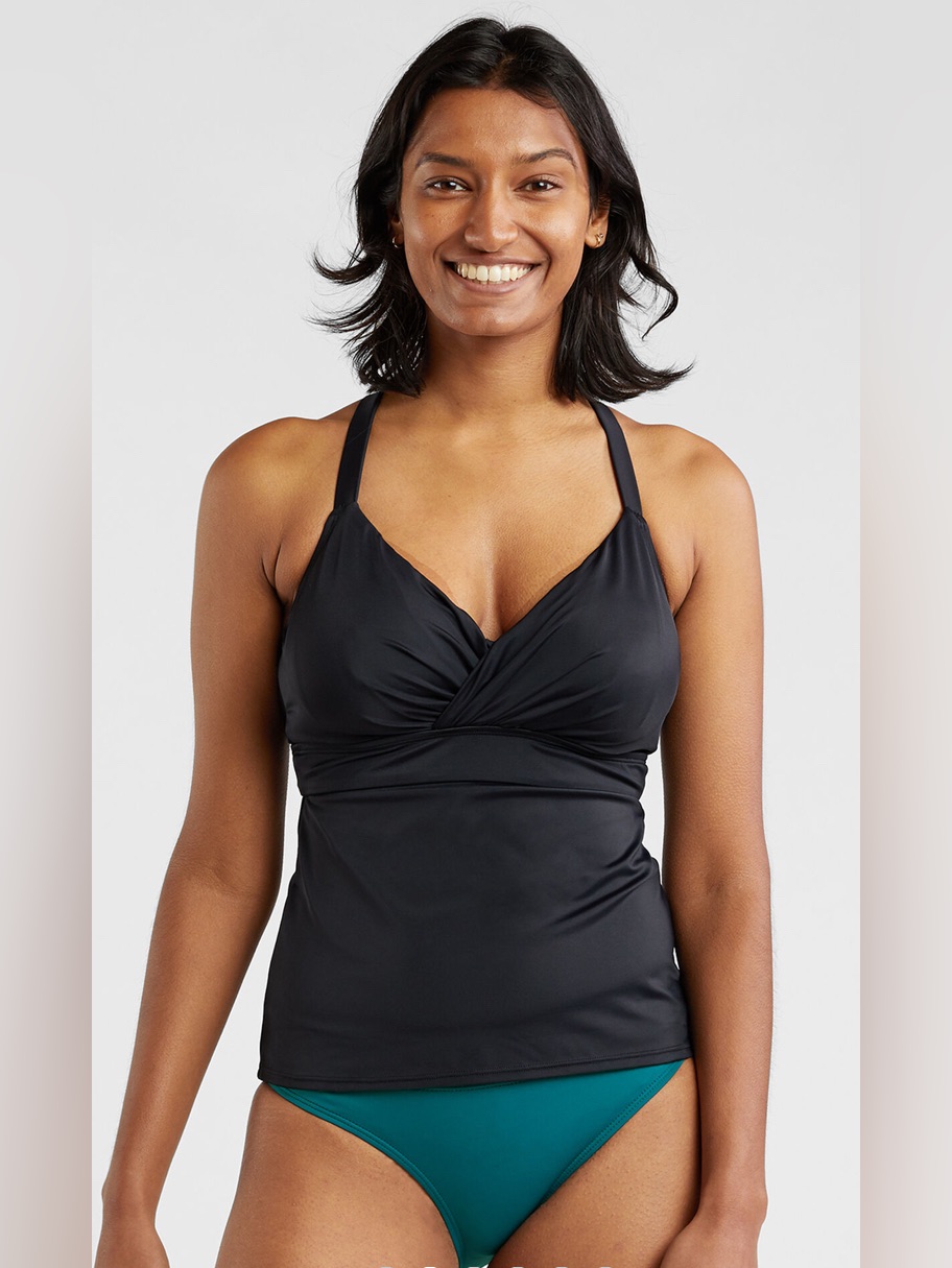 New! Title Nine Pele Swim Tankini Top Women’s 32c Padded Solid Black Nwt $79